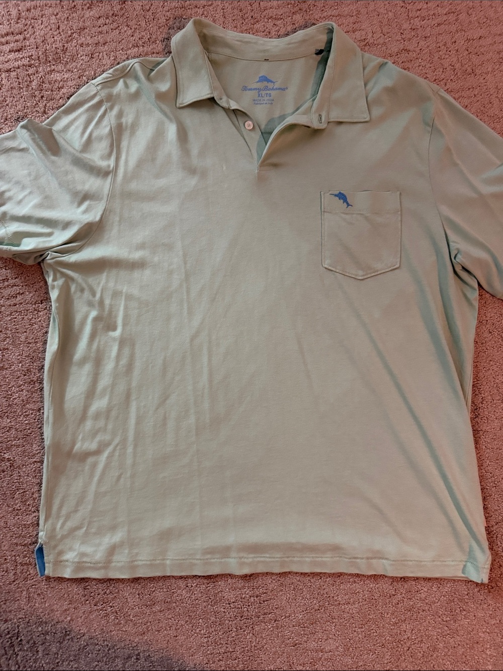 Tommy Bahama Pale Green Short-Sleeve Polo with Chest Pocket